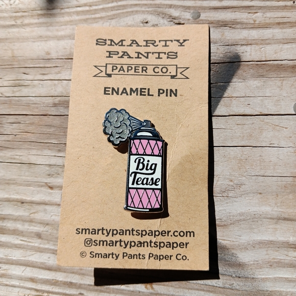 BIG TEASE Hair Spray Can Enamel Pin Smarty Pants Paper Co. NWT - Picture 1 of 2